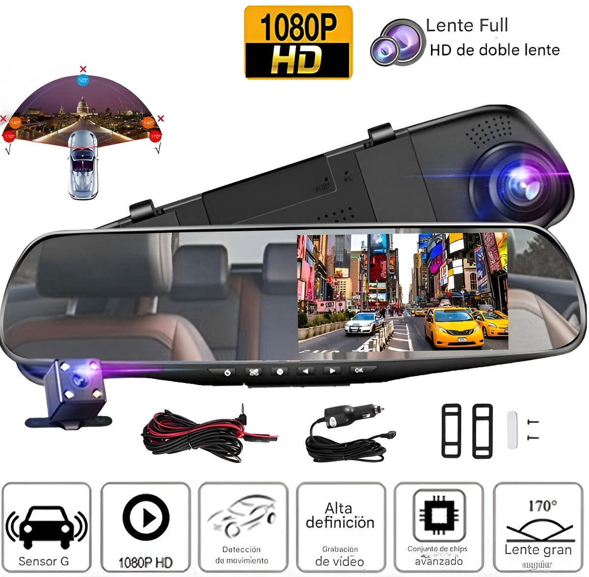 🚗 Retrovisor con Cámara 1080P — Más Visibilidad, Más Seguridad