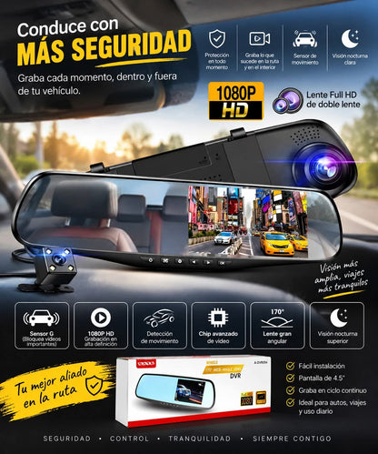 🚗 Retrovisor con Cámara 1080P — Más Visibilidad, Más Seguridad
